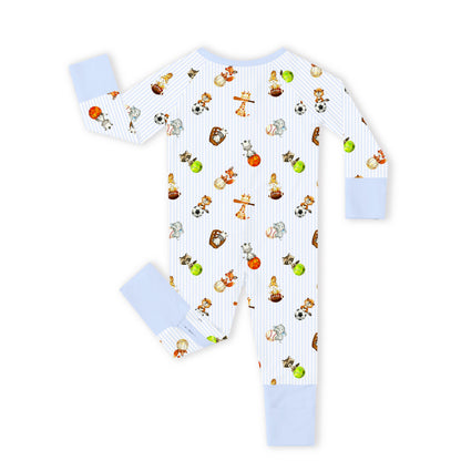 Pastel Safari Sports Bamboo Zipper Pajama Romper