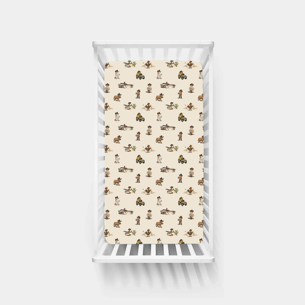 Yeehaw Critters Sage Bamboo Fitted Crib Sheet