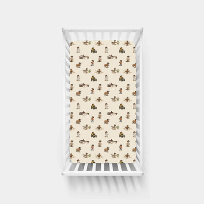 Yeehaw Critters Sage Bamboo Fitted Crib Sheet