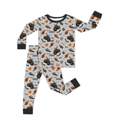 Vintage Motorcycle Braaap Kids Bamboo Two-Piece Pajama Set