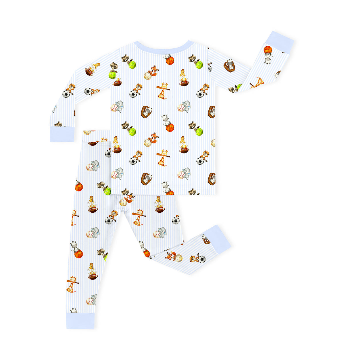 Pastel Safari Sports Kids Bamboo Two-Piece Pajama Set