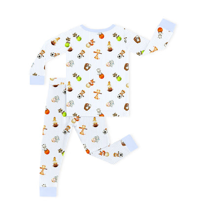 Pastel Safari Sports Kids Bamboo Two-Piece Pajama Set