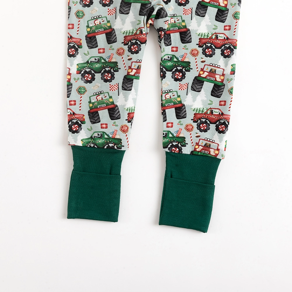 Christmas Truck Baby Bamboo Zipper Romper Pajamas