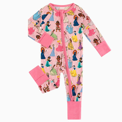 Princess Pink Pentacle Baby Bamboo Zipper Romper Pajamas