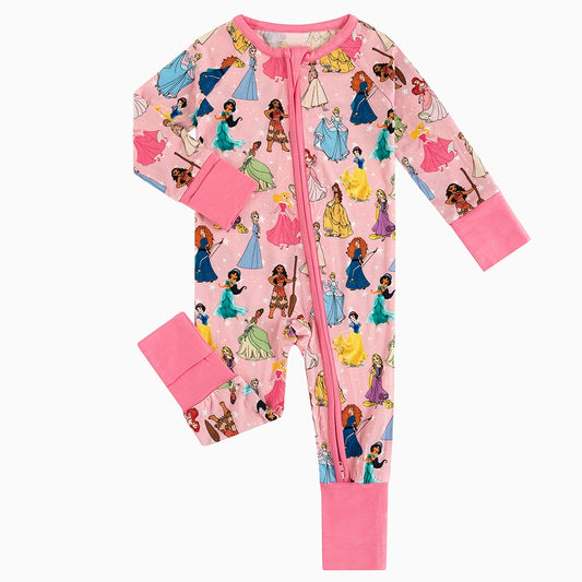 Princess Pink Pentacle Baby Bamboo Zipper Romper Pajamas