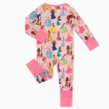Princess Pink Pentacle Baby Bamboo Zipper Romper Pajamas