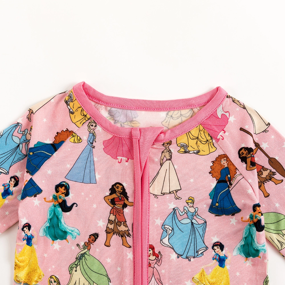 Princess Pink Pentacle Baby Bamboo Zipper Romper Pajamas