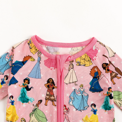 Princess Pink Pentacle Baby Bamboo Zipper Romper Pajamas