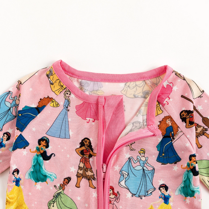 Princess Pink Pentacle Baby Bamboo Zipper Romper Pajamas