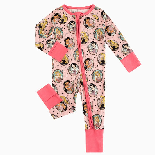 Beautiful Princesses Baby Bamboo Zipper Romper Pajamas