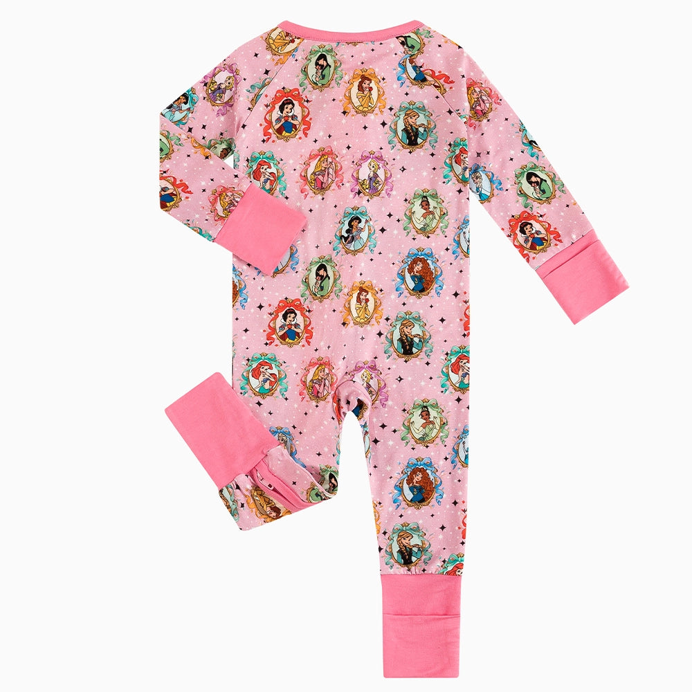 Princess Bow Star Baby Bamboo Zipper Romper Pajamas