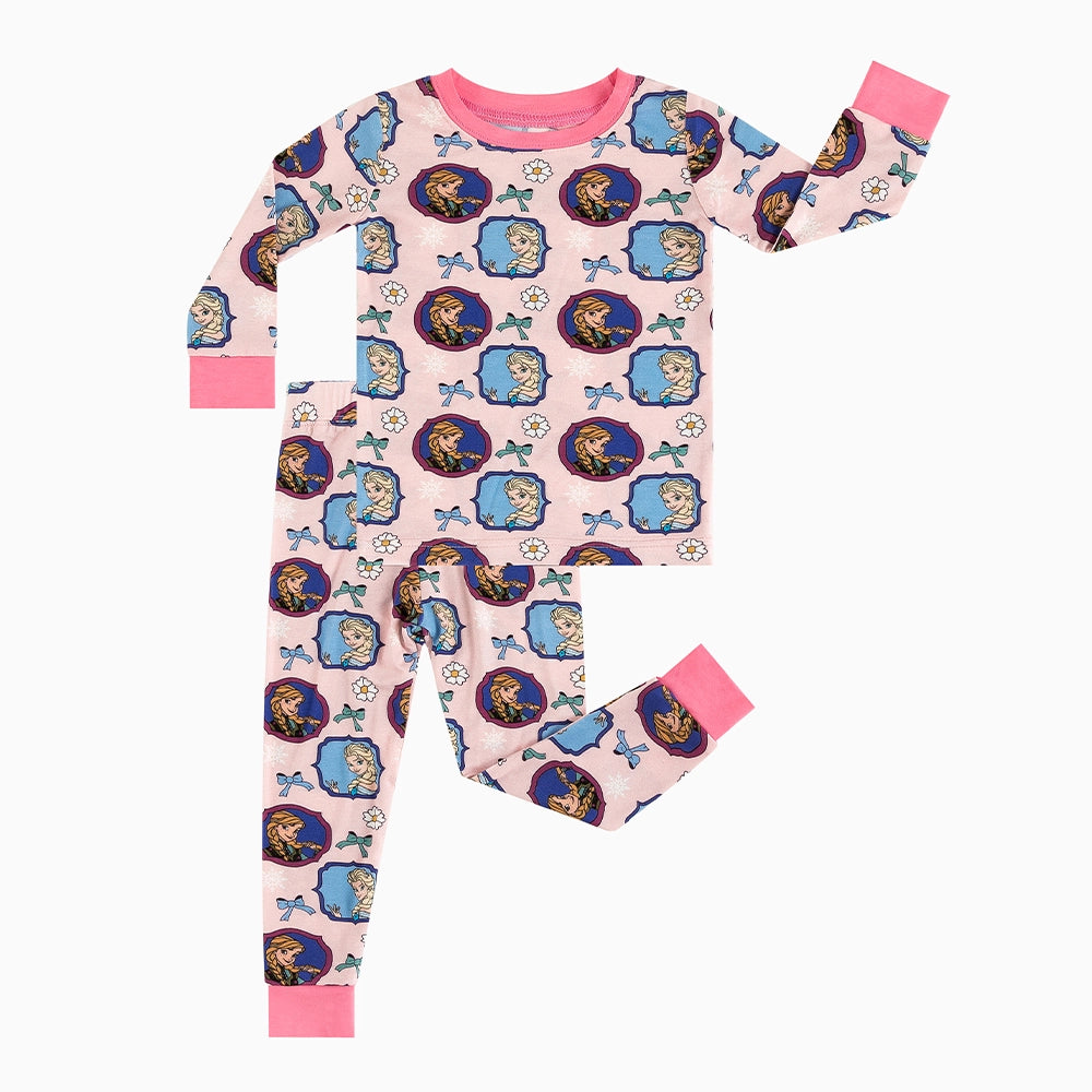 Flower Bow Princess Sisters Bamboo Long Sleeve Pajama Set