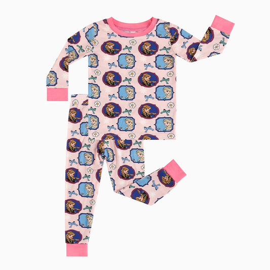 Flower Bow Princess Sisters Bamboo Long Sleeve Pajama Set