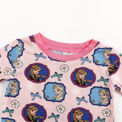 Flower Bow Princess Sisters Bamboo Long Sleeve Pajama Set