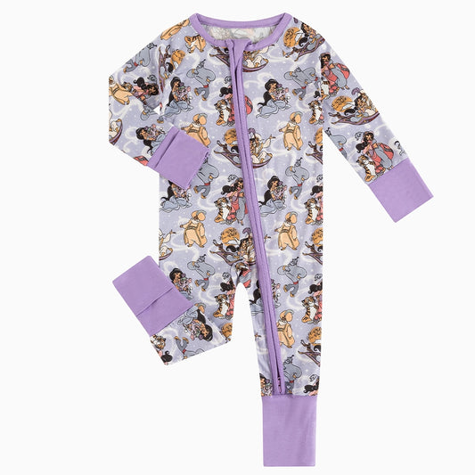 Magic Carpet Purple Baby Bamboo Zipper Romper Pajamas