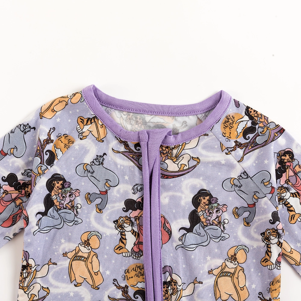 Magic Carpet Purple Baby Bamboo Zipper Romper Pajamas