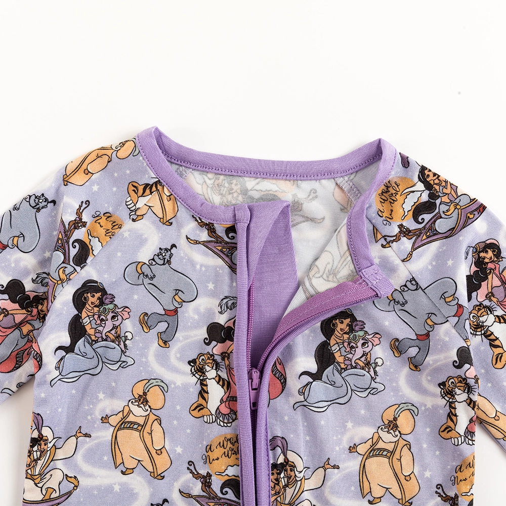 Magic Carpet Purple Baby Bamboo Zipper Romper Pajamas