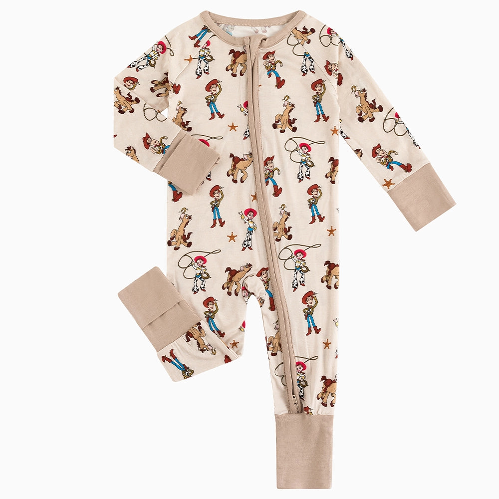 Cowboys Horses Baby Bamboo Zipper Romper Pajamas