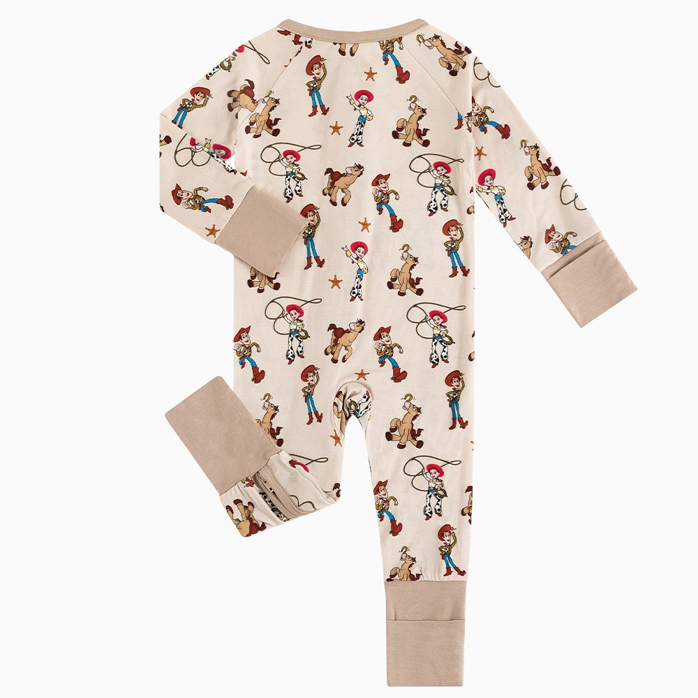 Cowboys Horses Baby Bamboo Zipper Romper Pajamas