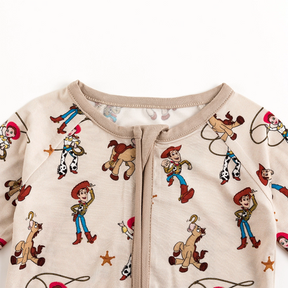 Cowboys Horses Baby Bamboo Zipper Romper Pajamas