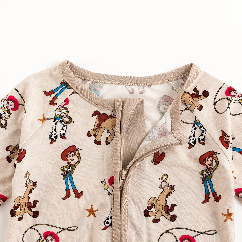 Cowboys Horses Baby Bamboo Zipper Romper Pajamas