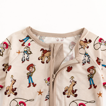 Cowboys Horses Baby Bamboo Zipper Romper Pajamas
