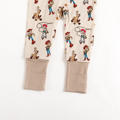 Cowboys Horses Baby Bamboo Zipper Romper Pajamas