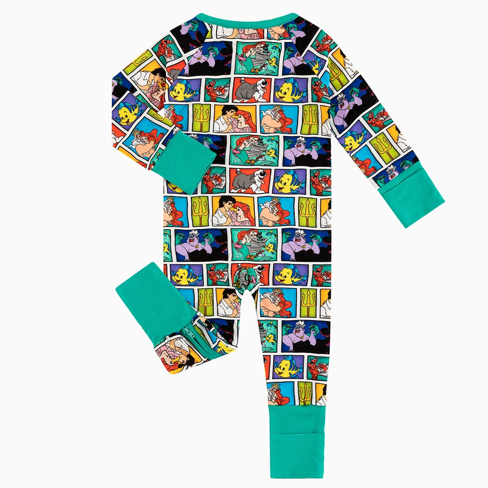 Mermaid Plaid Baby Bamboo Zipper Romper Pajamas
