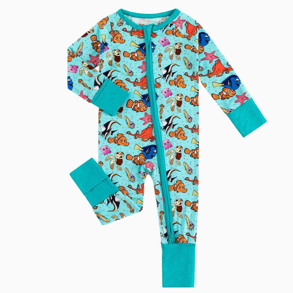 Marine Animals Baby Bamboo Zipper Romper Pajamas