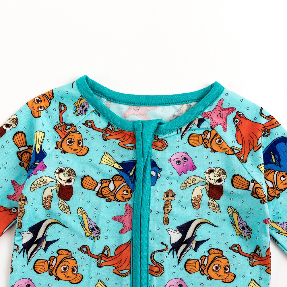 Marine Animals Baby Bamboo Zipper Romper Pajamas