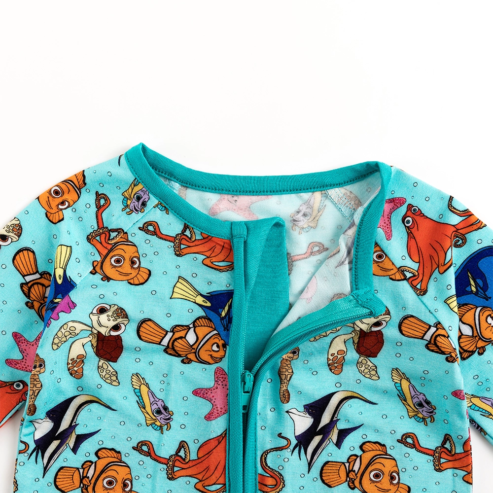 Marine Animals Baby Bamboo Zipper Romper Pajamas