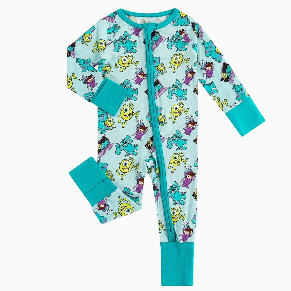 Monster And Kids Baby Bamboo Zipper Romper Pajamas
