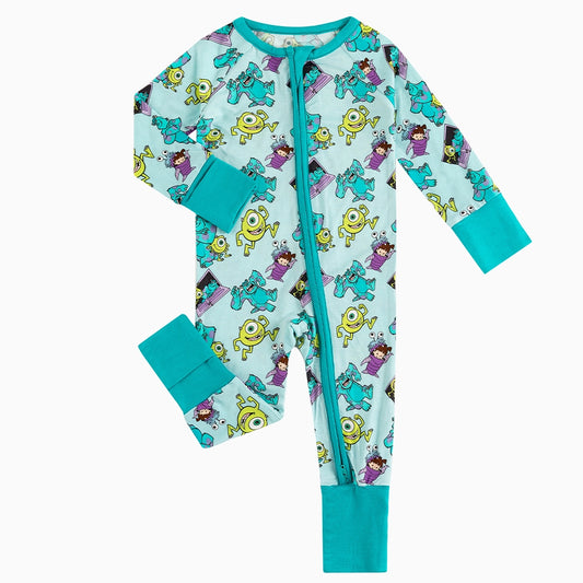 Monster And Kids Baby Bamboo Zipper Romper Pajamas