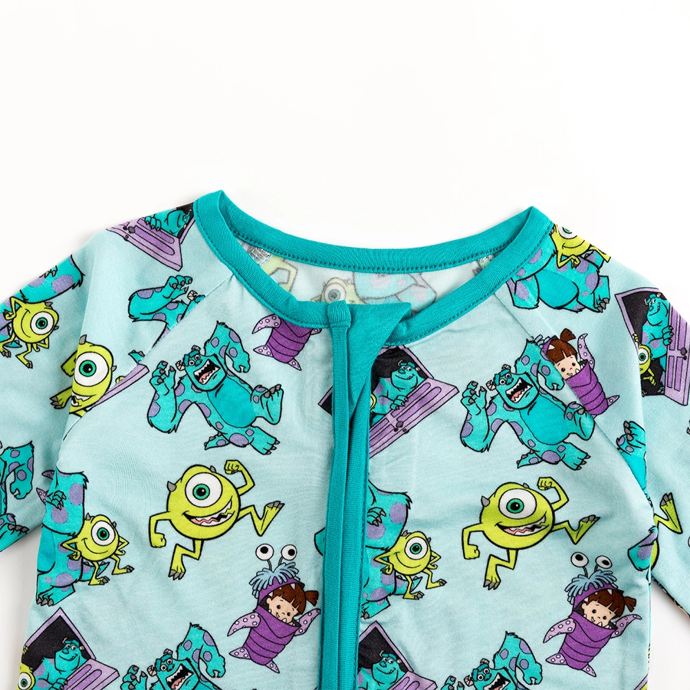 Monster And Kids Baby Bamboo Zipper Romper Pajamas