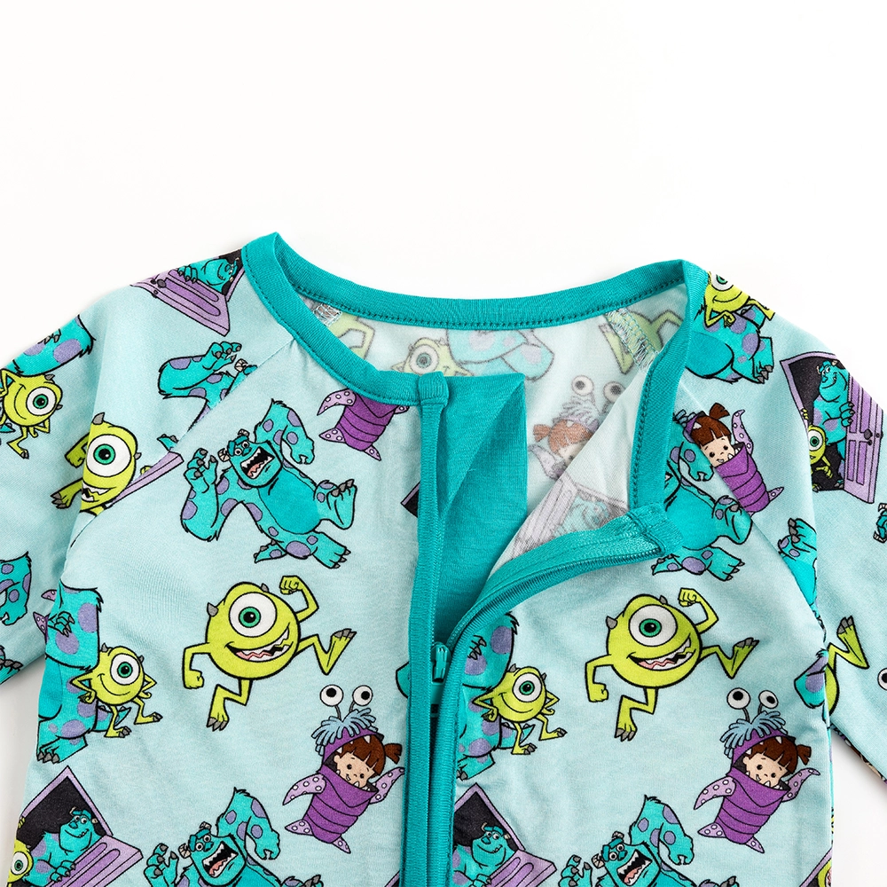 Monster And Kids Baby Bamboo Zipper Romper Pajamas