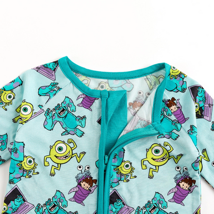 Monster And Kids Baby Bamboo Zipper Romper Pajamas