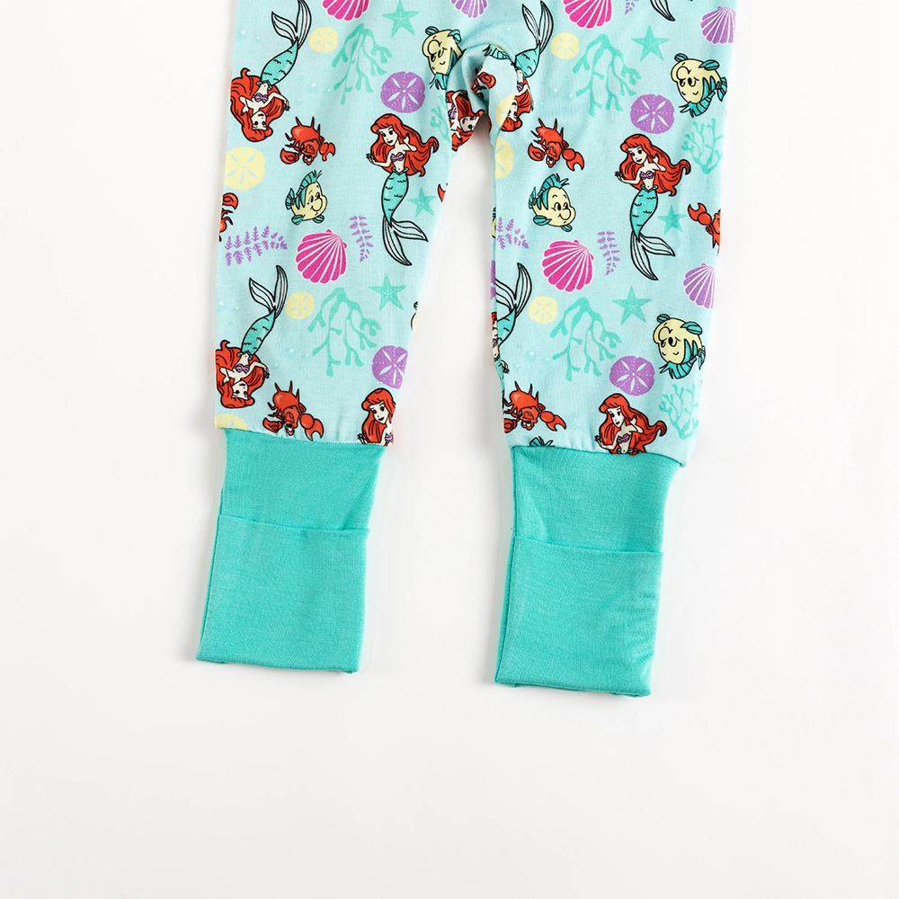 Mermaid And Flounder Baby Bamboo Zipper Romper Pajamas