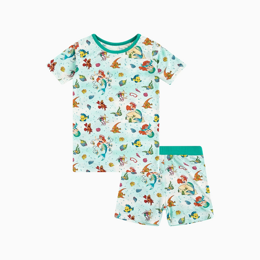 Mermaid Shell Fish Bamboo Shorts Kids Pajama Sets