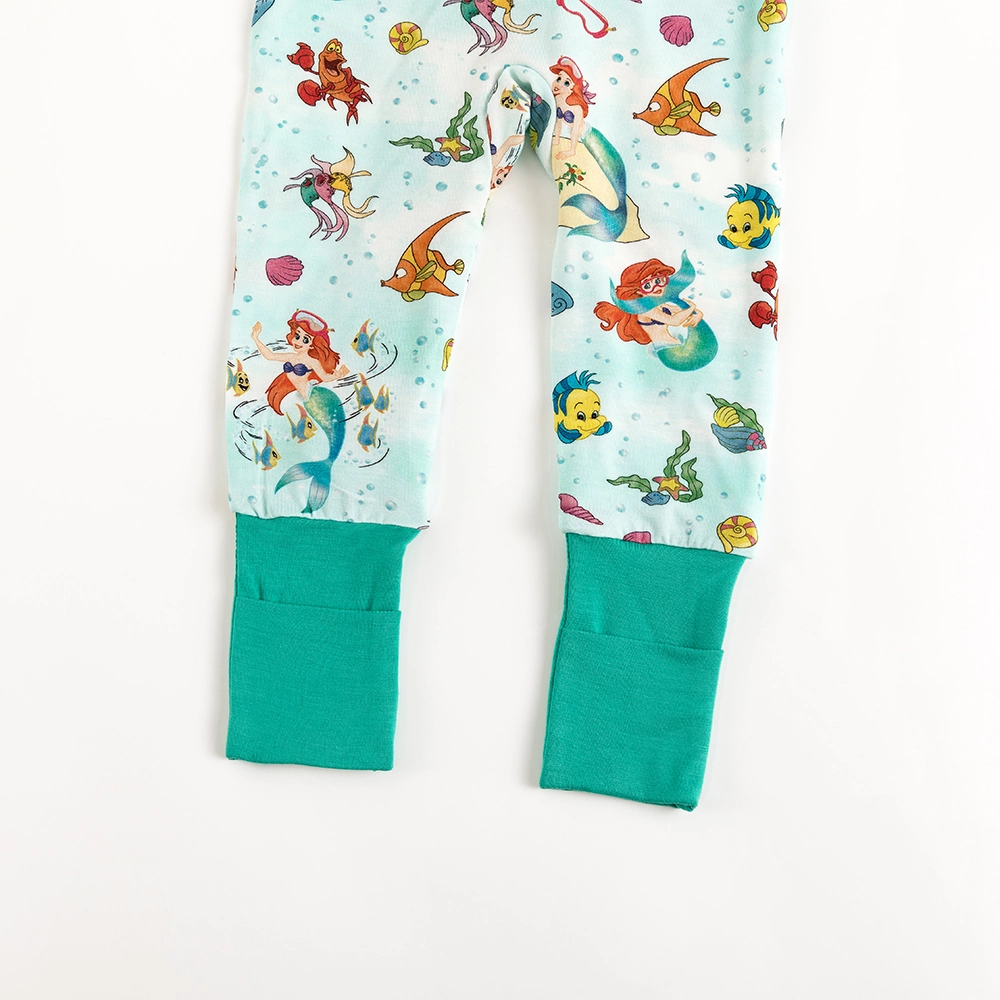 Mermaid Shell Fish Baby Bamboo Zipper Romper Pajamas