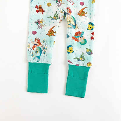 Mermaid Shell Fish Baby Bamboo Zipper Romper Pajamas