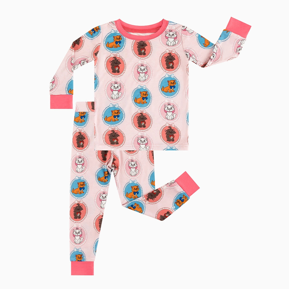 Cute Cat Pink Bamboo Long Sleeve Pajama Set