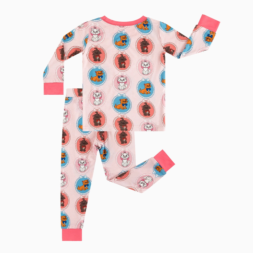 Cute Cat Pink Bamboo Long Sleeve Pajama Set