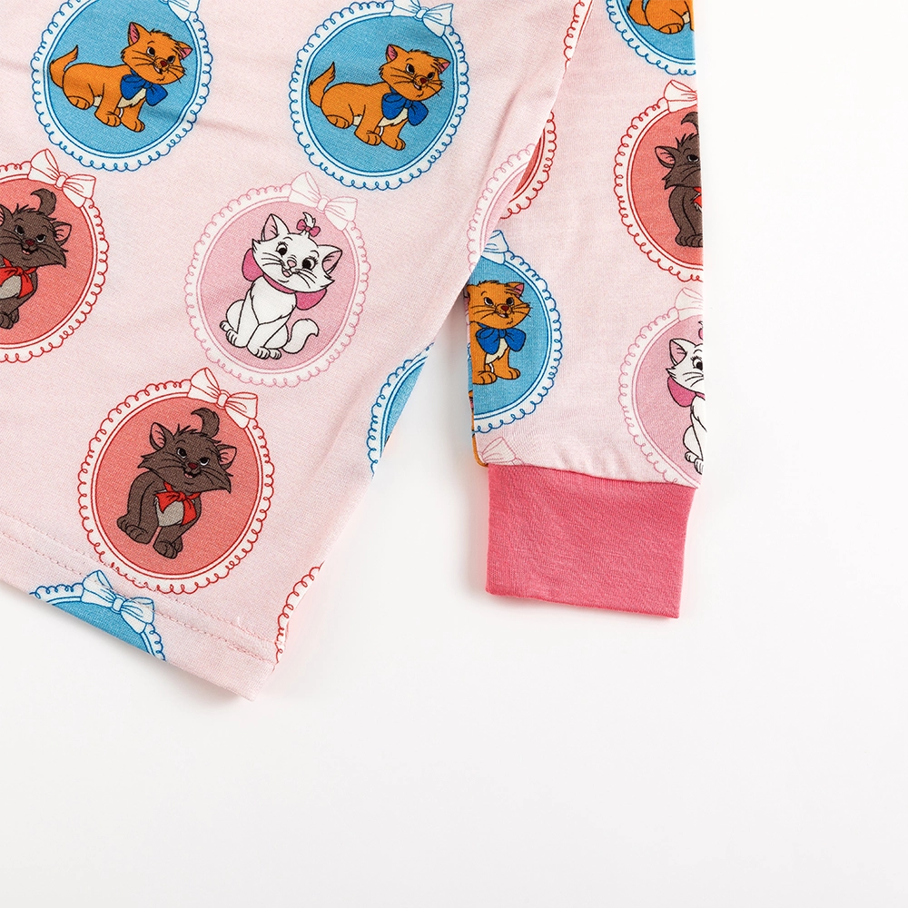 Cute Cat Pink Bamboo Long Sleeve Pajama Set