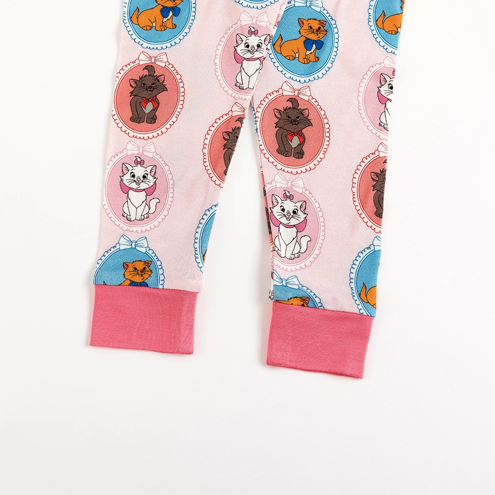 Cute Cat Pink Bamboo Long Sleeve Pajama Set