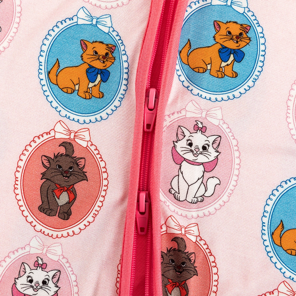 Cute Cat Pink Baby Bamboo Zipper Romper Pajamas