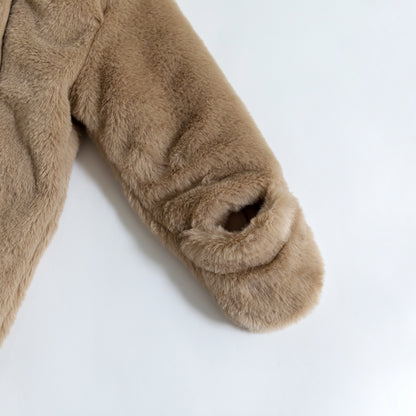 Chocolate Brown Baby Bear Fleece Hooded Romper
