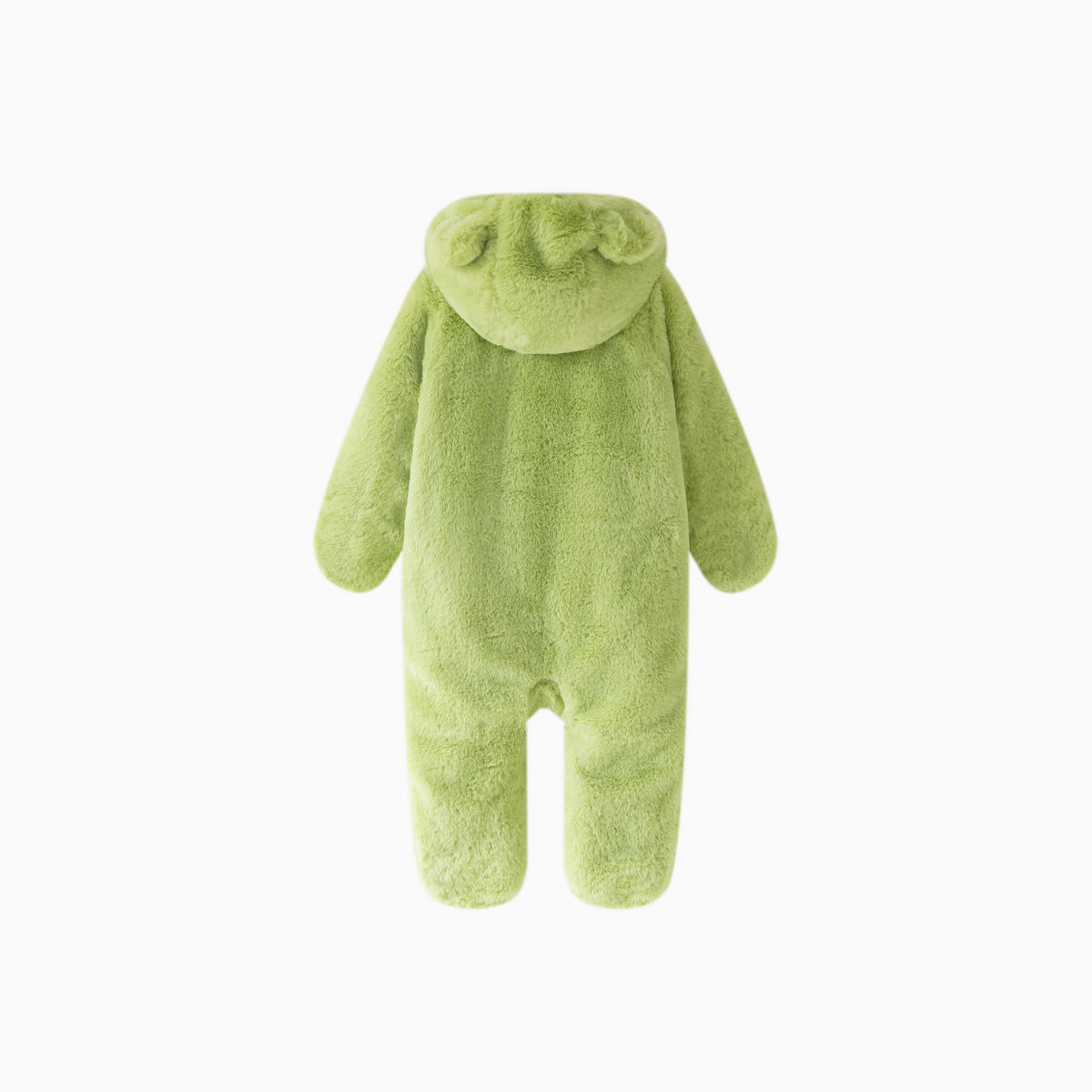 Avocado Green Baby Bear Fleece Hooded Romper