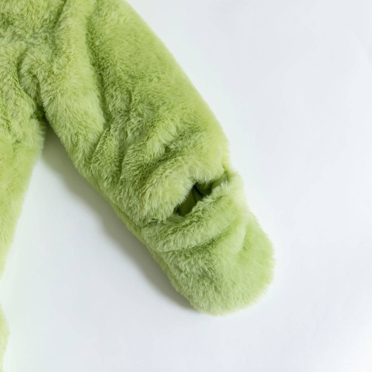 Avocado Green Baby Bear Fleece Hooded Romper