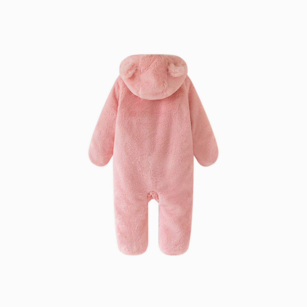 Dusty Rose Baby Bear Fleece Hooded Romper