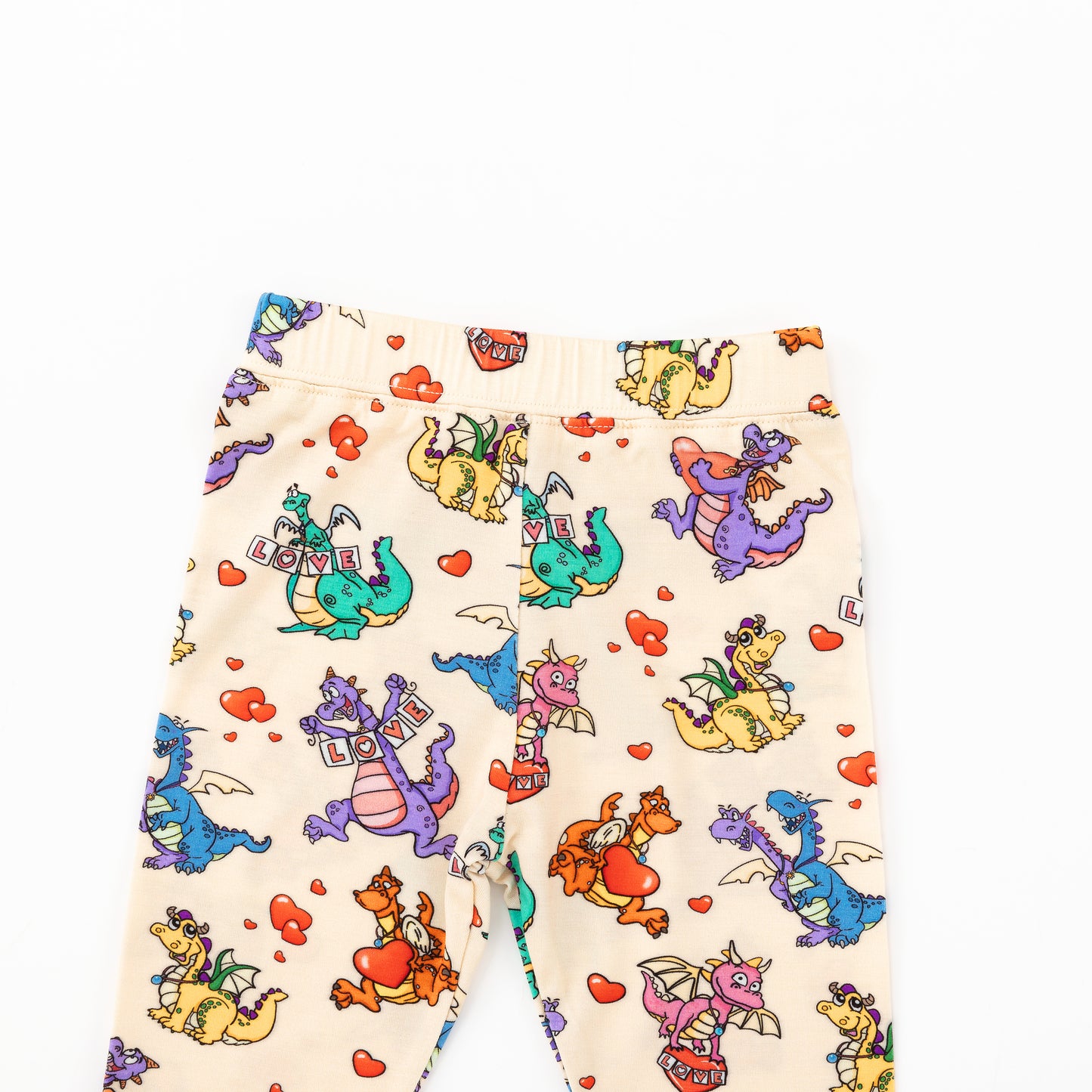 Valentine Dino Love Adventure and Hearts Kids Bamboo Two-Piece Pajama Set